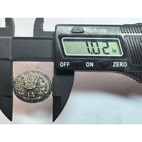 Vintage Sterling Silver 925 Marcasite Oval Post Earrings Estate 10.5g Art Deco - Picture 7 of 9